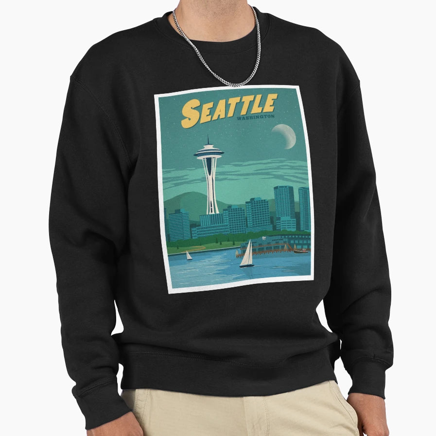 Seattle Washington Sweatshirt - Custom Art Print Unisex - T-Shirt, Sweatshirt, Hoodie