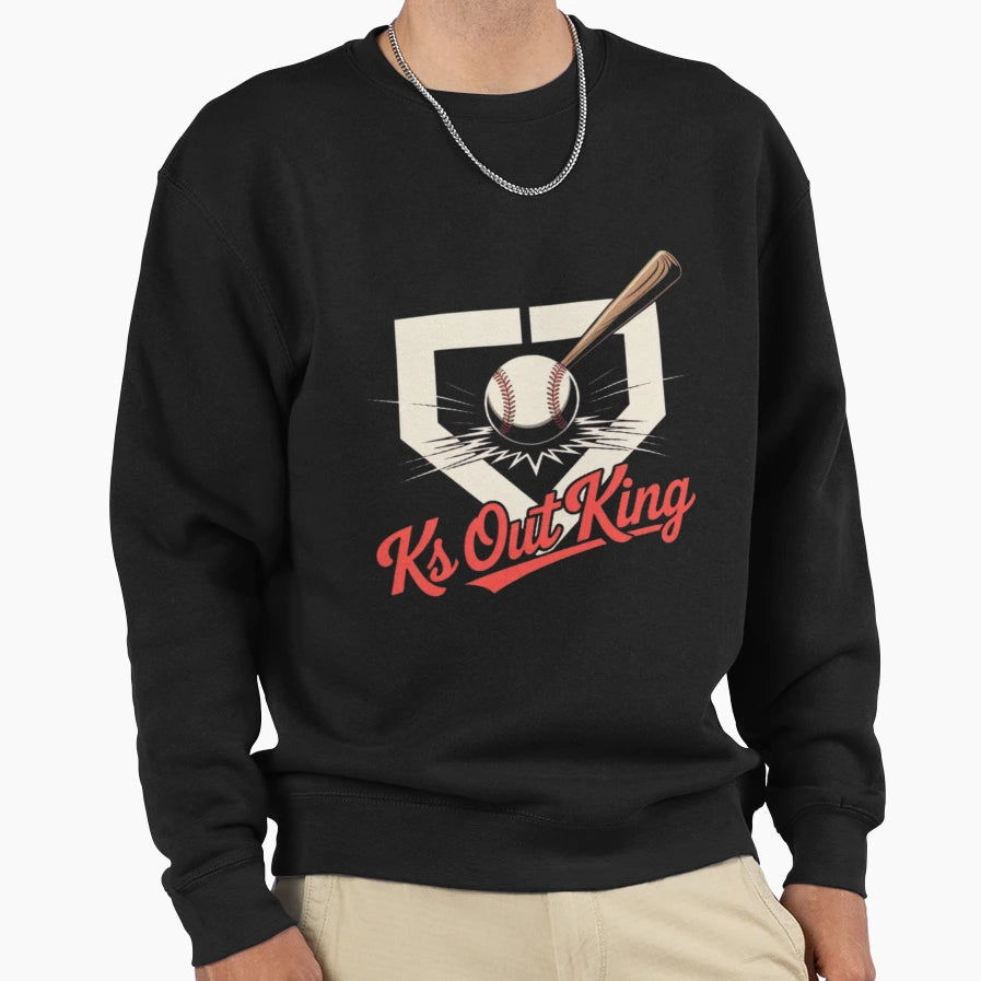 Ks Out King Baseball Power Swing Sweatshirt - Custom Art Print for Adults - T-Shirt, Sweatshirt, Hoodie