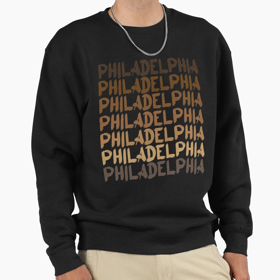 Philadelphia Repeated Words Philly T-Shirt - Minimalist Print for Adults - T-Shirt, Sweatshirt, Hoodie
