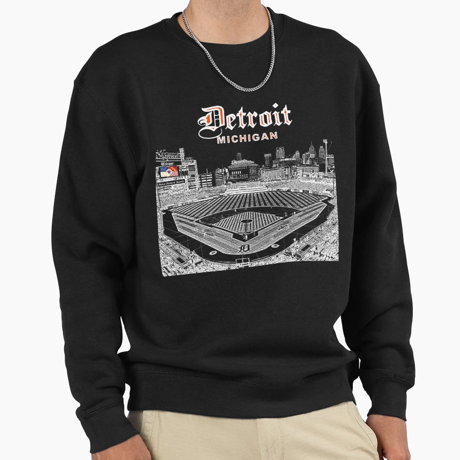 Detroit Michigan Detroit Flag Sweatshirt - Unique Graphic Men Women - T-Shirt, Sweatshirt, Hoodie