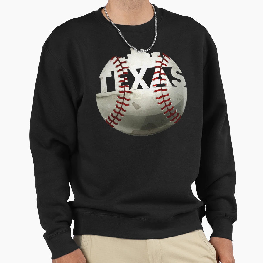 Unique Texas Baseball Ball Arlington Sweatshirt - Graphic Print Unisex - T-Shirt, Sweatshirt, Hoodie
