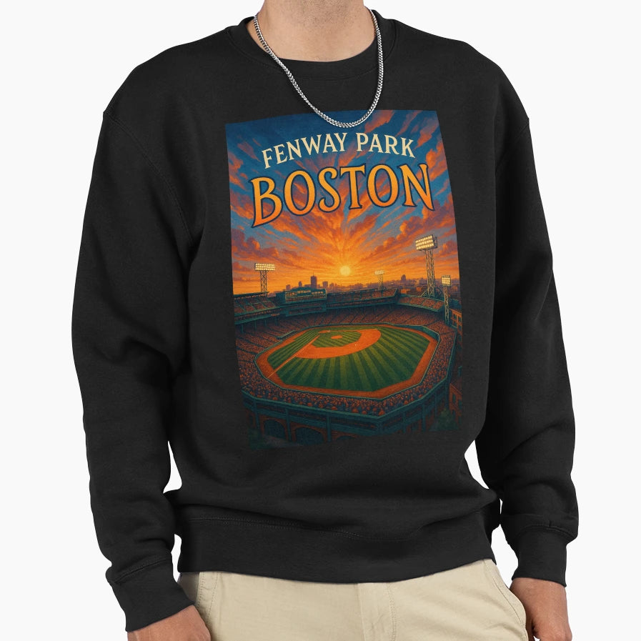 Golden Hour Fenway Park Boston Sweatshirt - Custom Art Print for Adults - T-Shirt, Sweatshirt, Hoodie