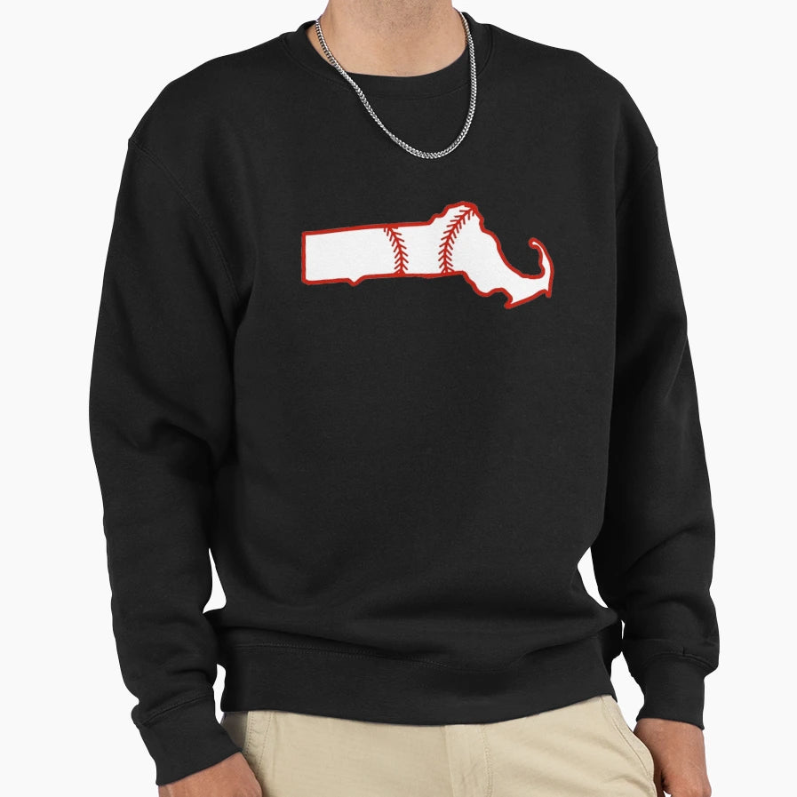 Massachusetts State Outline Sweatshirt - Fun Novelty Design for Adults - T-Shirt, Sweatshirt, Hoodie