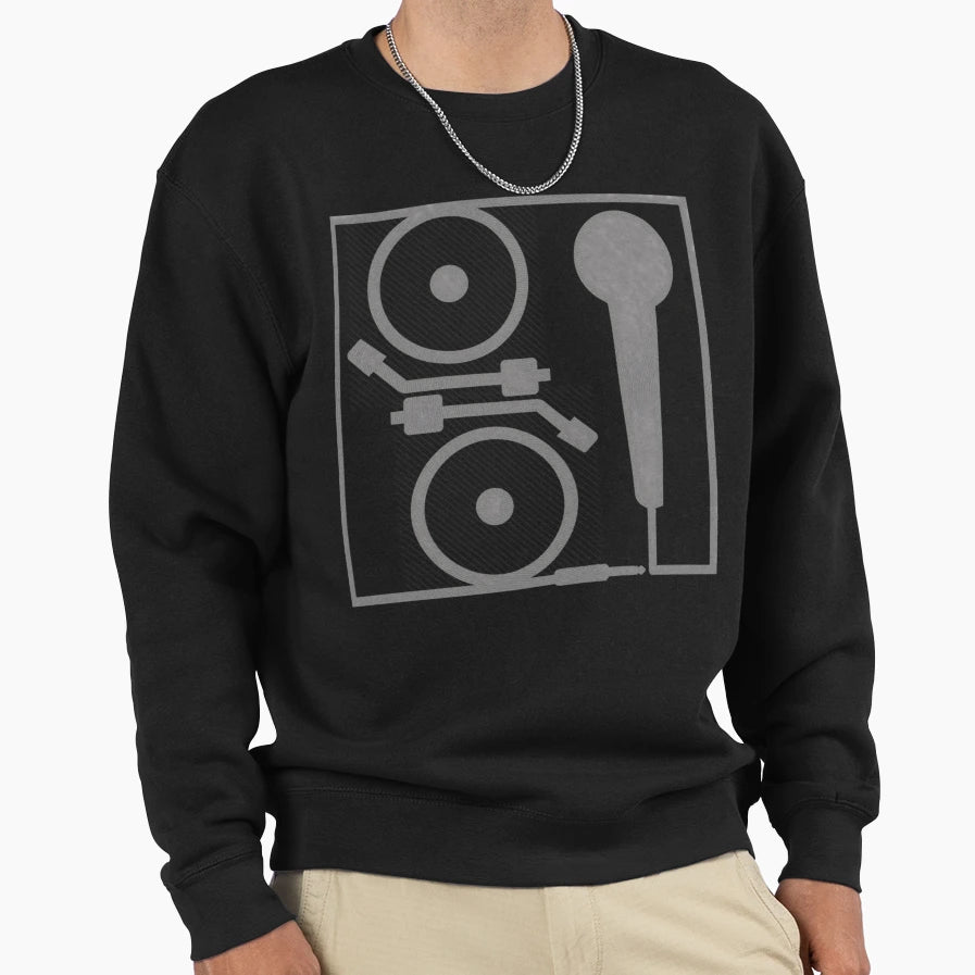 2 Turntables And Microphone Sweatshirt - Graphic Print for Adults - T-Shirt, Sweatshirt, Hoodie