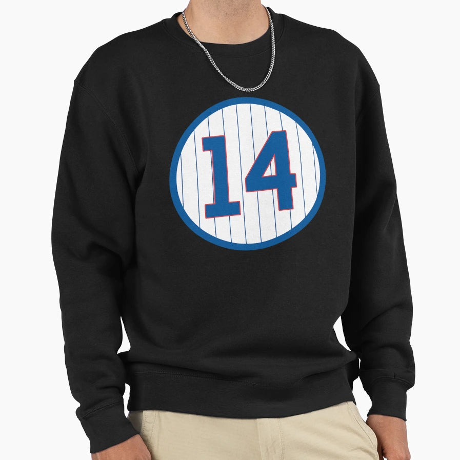 Ernie Banks 14 Jersey Number Sweatshirt - Graphic Print for Adults - T-Shirt, Sweatshirt, Hoodie