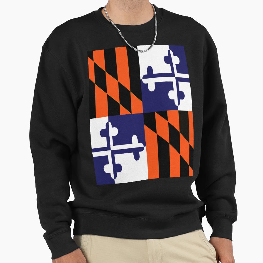 Maryland State Flag Art Banner Sweatshirt - Streetwear Style for Adults - T-Shirt, Sweatshirt, Hoodie