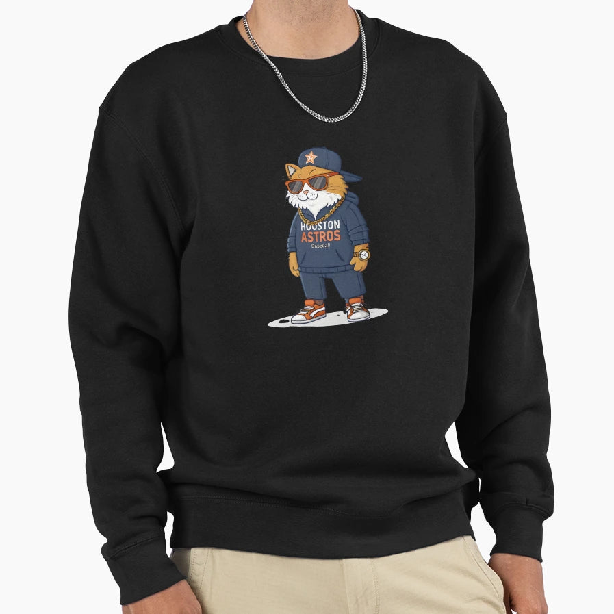 Astro Cat Houstons Hype Feline Sweatshirt - Custom Art Print Unisex - T-Shirt, Sweatshirt, Hoodie