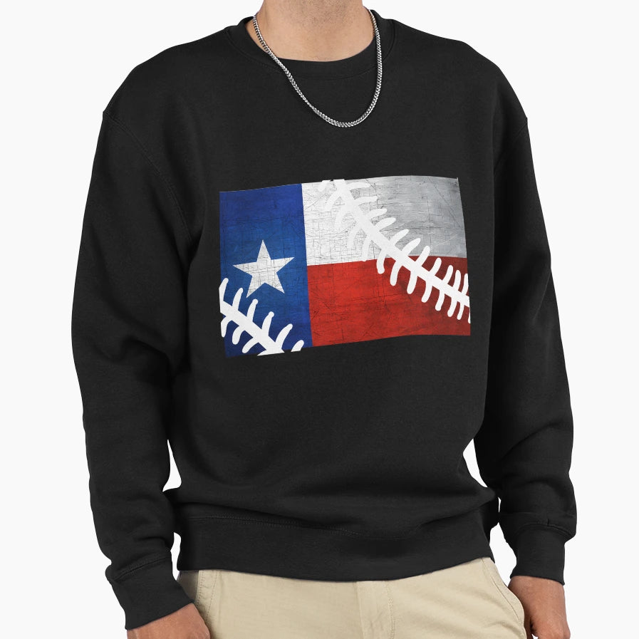 Texas Baseball Flag Sweatshirt - Graphic Print Unisex - T-Shirt, Sweatshirt, Hoodie