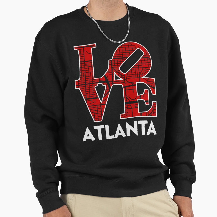 Love Atlanta City Map Atlanta 404 Sweatshirt - Unique Graphic Unisex - T-Shirt, Sweatshirt, Hoodie