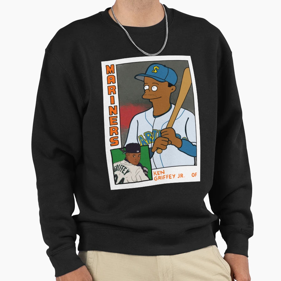 Homer Bat Ken Griffey Jr Simpsons Sweatshirt - Minimalist Print Unisex - T-Shirt, Sweatshirt, Hoodie
