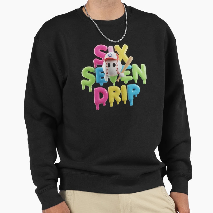 Baseball Drip Number 67 Fun Six Sweatshirt - Minimalist Print Men Women - T-Shirt, Sweatshirt, Hoodie