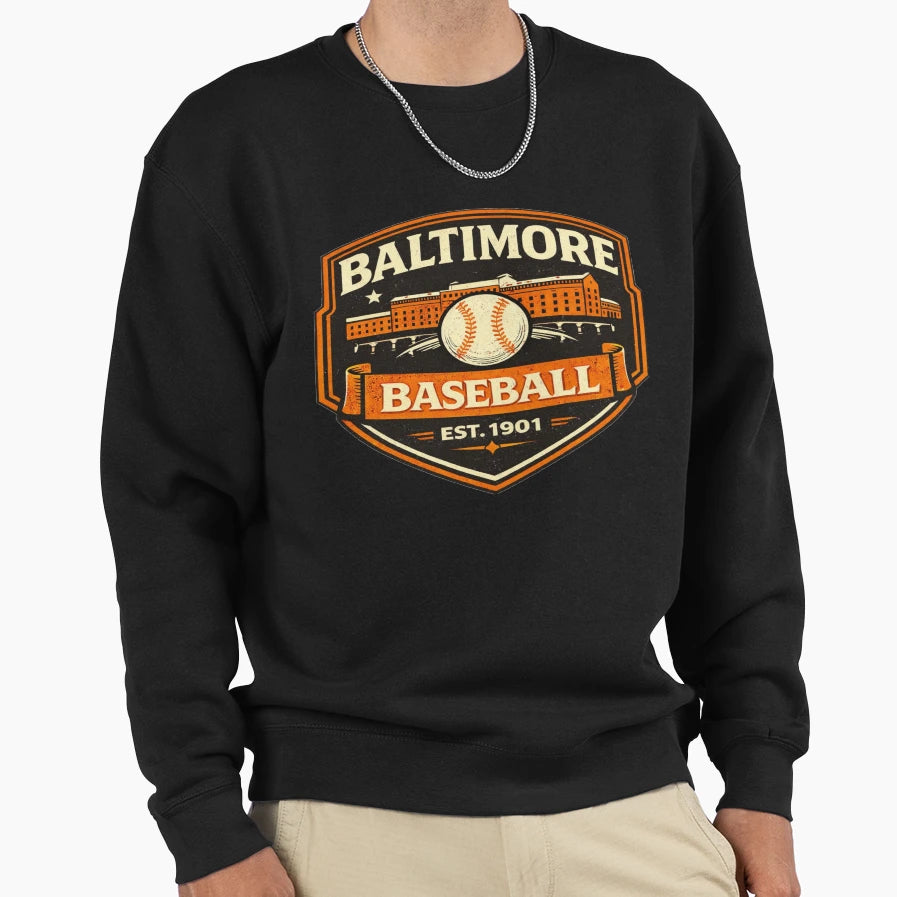 Baltimore Baseball Camden Yards Sweatshirt - Novelty Apparel for Adults - T-Shirt, Sweatshirt, Hoodie