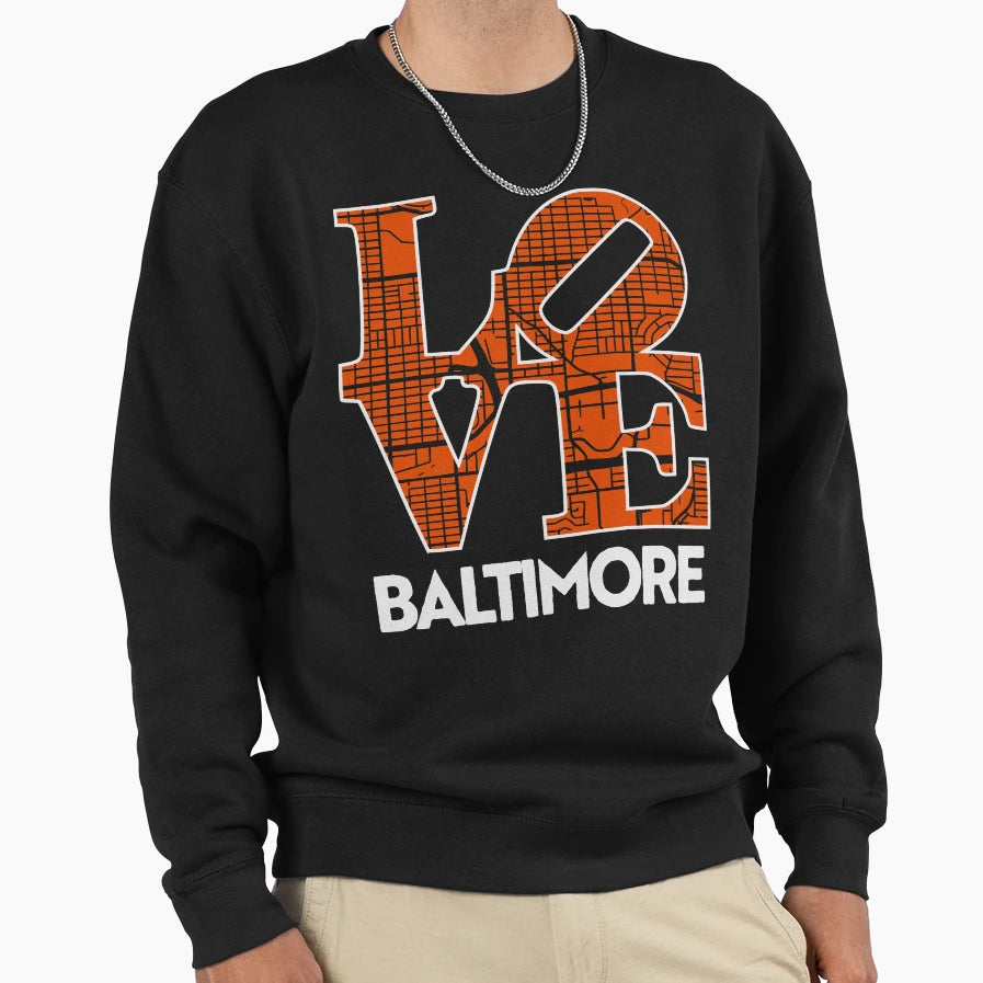 Love Baltimore City Map Baltimore 410 Sweatshirt - Unique Graphic Men Women - T-Shirt, Sweatshirt, Hoodie