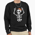 Rocker Skeleton Cap Skater Halloween Sweatshirt - Trendy Graphic Unisex - T-Shirt, Sweatshirt, Hoodie