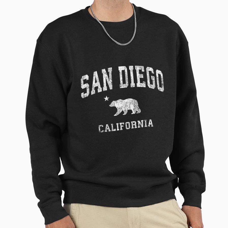 San Diego California Ca Distressed Sweatshirt - Custom Art Print Men Women - T-Shirt, Sweatshirt, Hoodie