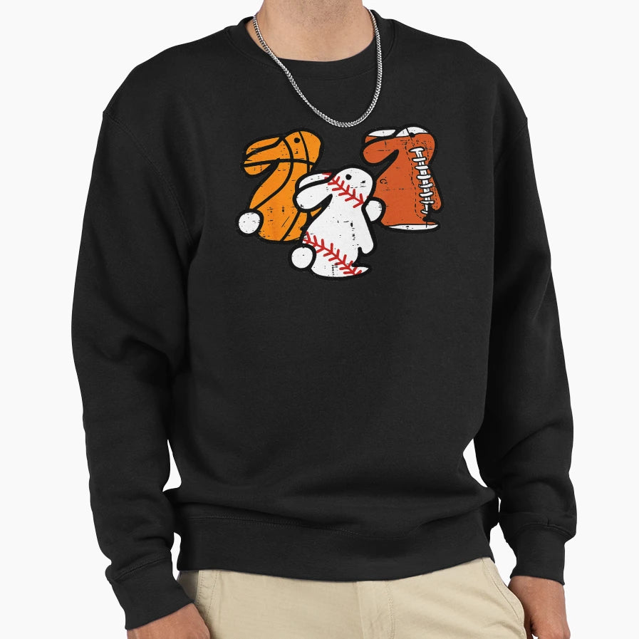 Easter Bunny Sports Trio Basketball Sweatshirt - Minimalist Print Unisex - T-Shirt, Sweatshirt, Hoodie