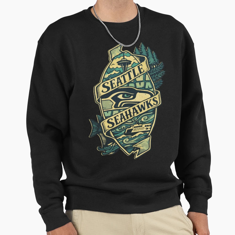 Seattle Sea Sweatshirt - Minimalist Print Unisex - T-Shirt, Sweatshirt, Hoodie