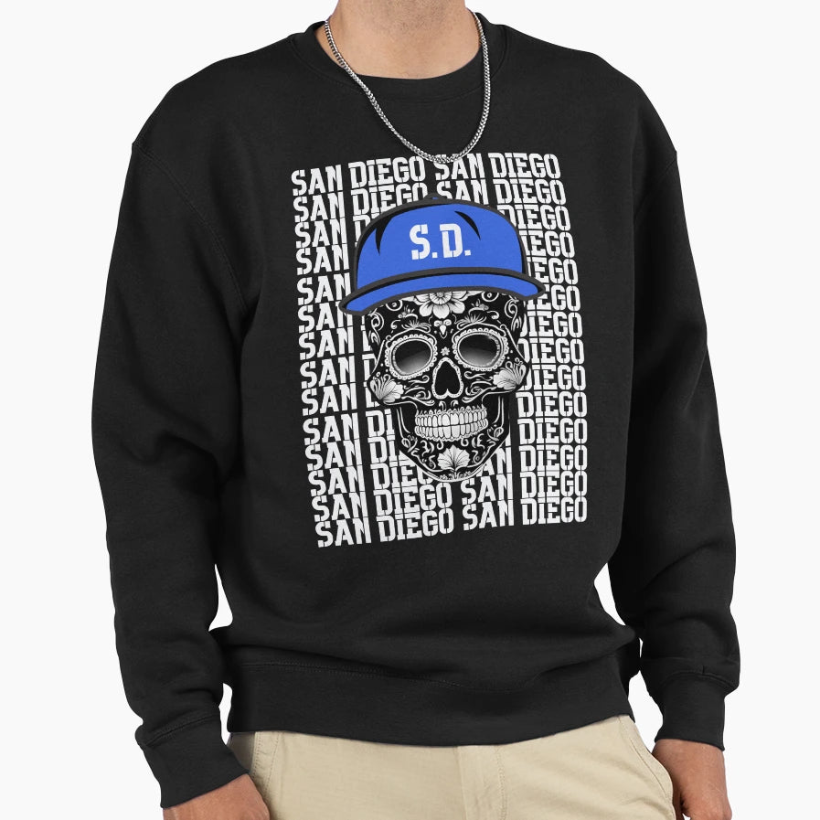 San Diego Sugar Skull Sweatshirt - Novelty Apparel for Adults - T-Shirt, Sweatshirt, Hoodie