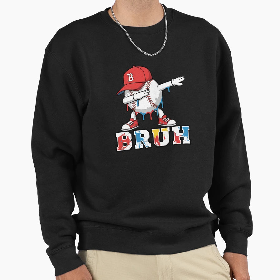 Bruh Ice Cream Drip Baseball Sports Drip Sweatshirt - Graphic Print Unisex - T-Shirt, Sweatshirt, Hoodie