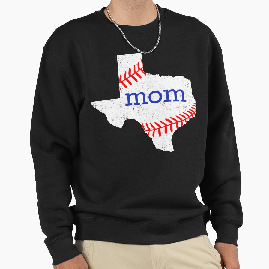Baseball Texas Mom Fitted Sweatshirt - Minimalist Print for Adults - T-Shirt, Sweatshirt, Hoodie