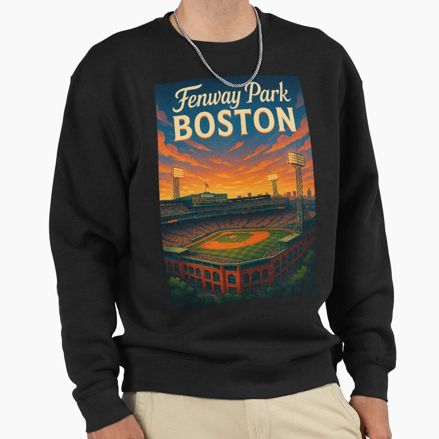 Sunset Over Fenway Park Sweatshirt - Casual Everyday Wear for Adults - T-Shirt, Sweatshirt, Hoodie