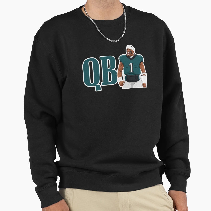 Philadelphia Football Qb1 Hurts Sweatshirt - Unique Graphic Men Women - T-Shirt, Sweatshirt, Hoodie