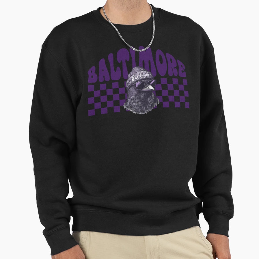 Groovy Balt Imore Ravens Mascot Sweatshirt - Streetwear Style Men Women - T-Shirt, Sweatshirt, Hoodie