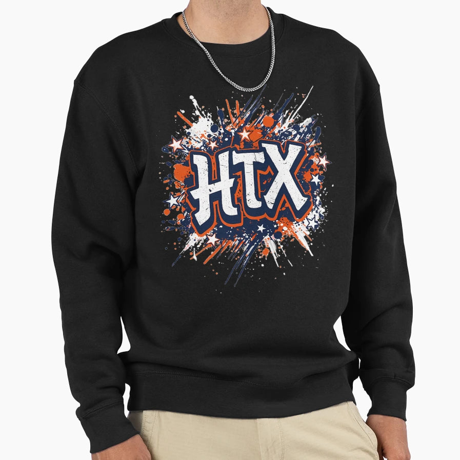 Houston Baseball Ink Splatter Sweatshirt - Minimalist Print Unisex - T-Shirt, Sweatshirt, Hoodie