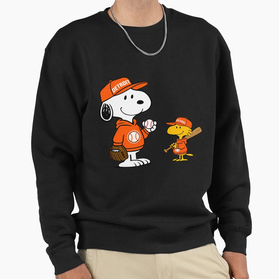 Detroit Tigers Snoopy And Woodstock Sweatshirt - Streetwear Style Unisex - T-Shirt, Sweatshirt, Hoodie