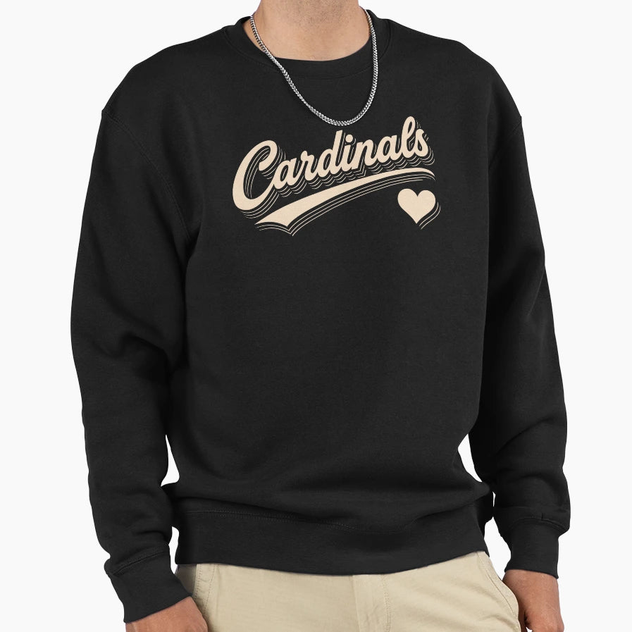 Cardinals Script Typography Heart Gifts Sweatshirt - Novelty Apparel Unisex - T-Shirt, Sweatshirt, Hoodie