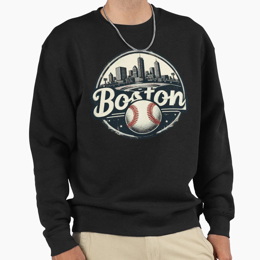 Boston Baseball Field Cityscape Sweatshirt - Aesthetic Graphic Men Women - T-Shirt, Sweatshirt, Hoodie