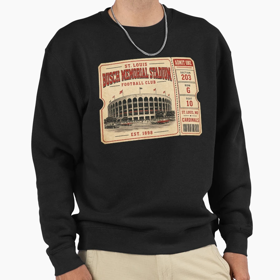 Busch Memorial Stadium Ticket St T-Shirt - Minimalist Print for Adults - T-Shirt, Sweatshirt, Hoodie