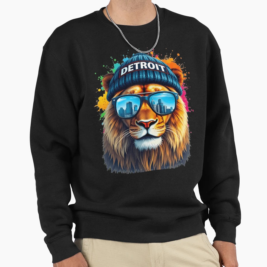 Detroit Lion Urban Sweatshirt - Minimalist Print for Adults - T-Shirt, Sweatshirt, Hoodie