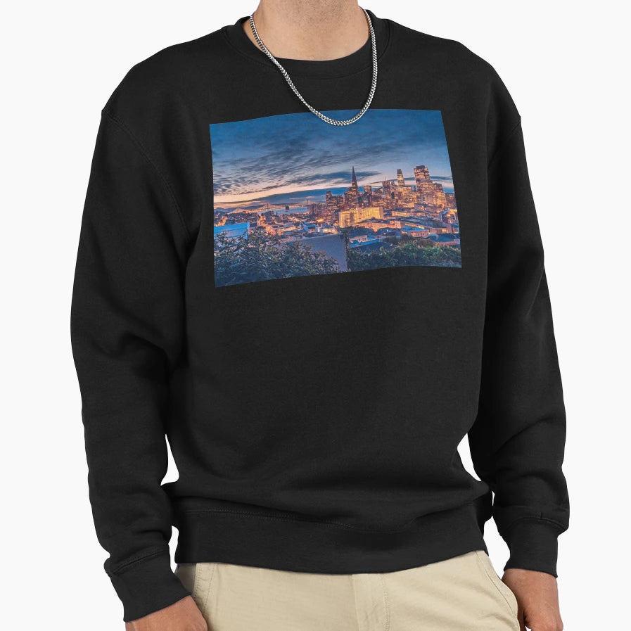 San Francisco City Skyline Night Sweatshirt - Custom Art Print for Adults - T-Shirt, Sweatshirt, Hoodie