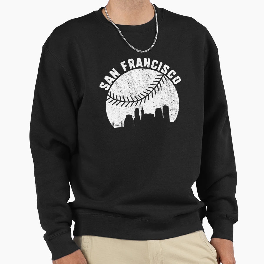 San Francisco Skyline Baseball Sweatshirt - Aesthetic Graphic Unisex - T-Shirt, Sweatshirt, Hoodie