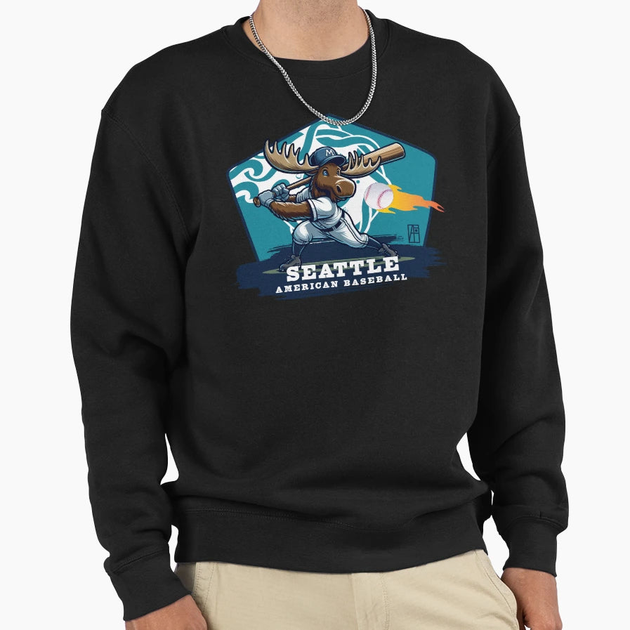 Usa American Baseball Seattle Sweatshirt - Aesthetic Graphic for Adults - T-Shirt, Sweatshirt, Hoodie