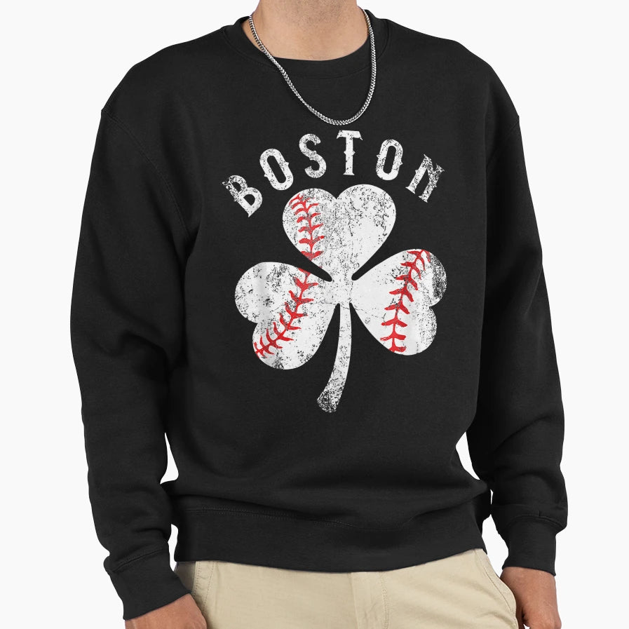 Boston Clover Baseball St Patrick Sweatshirt - Fun Novelty Design Men Women - T-Shirt, Sweatshirt, Hoodie