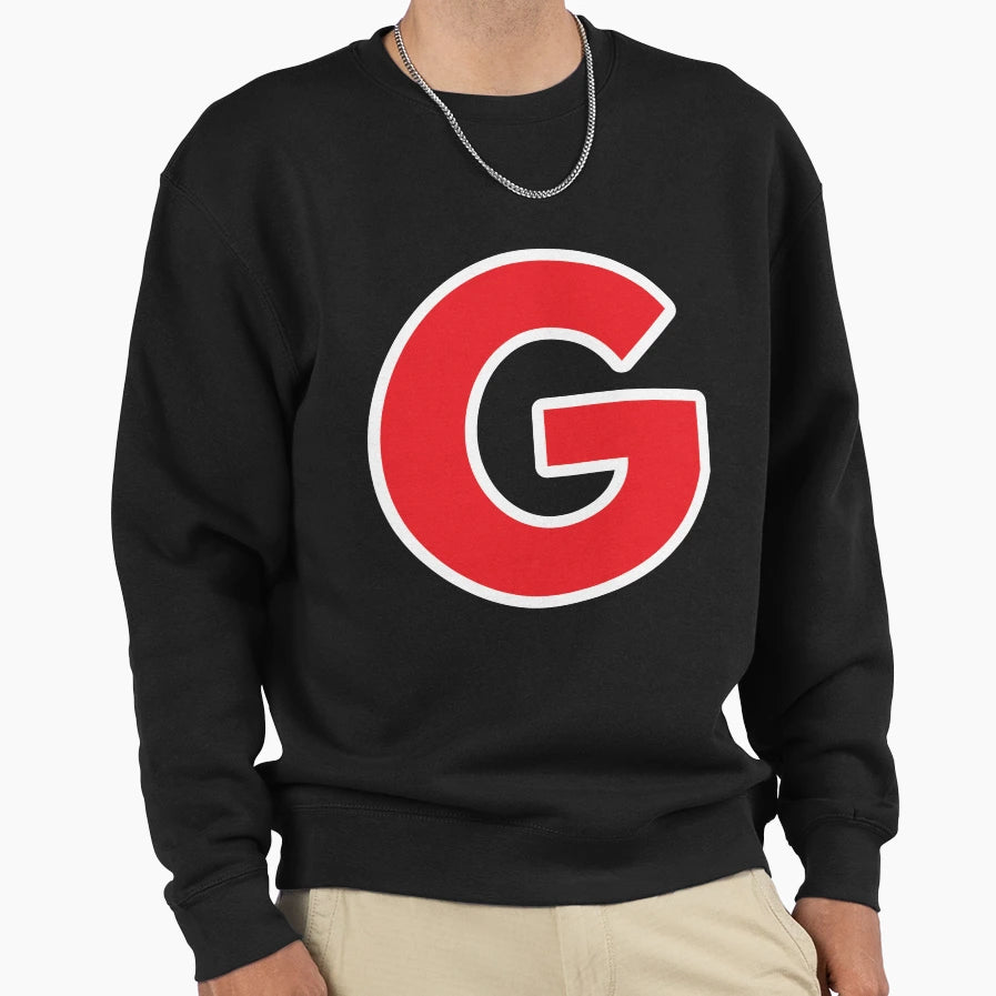 G Initial Letter G Red And White Sweatshirt - Minimalist Print for Adults - T-Shirt, Sweatshirt, Hoodie