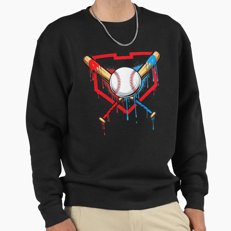 American Baseball Drip Graffiti Ball Sweatshirt - Trendy Graphic Unisex - T-Shirt, Sweatshirt, Hoodie