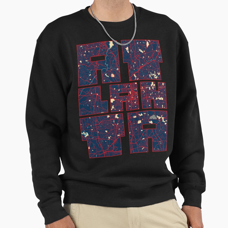 Atlanta City Map Georgia Usa Hope Sweatshirt - Aesthetic Graphic Men Women - T-Shirt, Sweatshirt, Hoodie