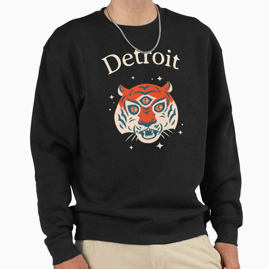 Three Eye Tiger Detroit Japanese Sweatshirt - Streetwear Style Unisex - T-Shirt, Sweatshirt, Hoodie