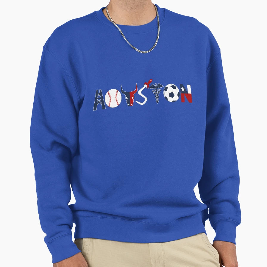 Houston Texas City Logo Sweatshirt - Aesthetic Graphic Men Women - T-Shirt, Sweatshirt, Hoodie