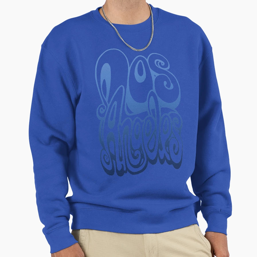 Los Angeles Lettering Art Blue Sweatshirt - Minimalist Print for Adults - T-Shirt, Sweatshirt, Hoodie