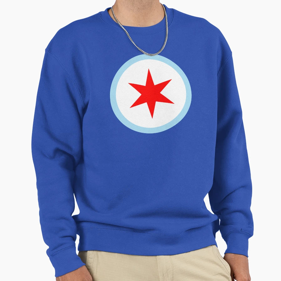 Chicago City Flag Emblem Six Sweatshirt - Aesthetic Graphic Men Women - T-Shirt, Sweatshirt, Hoodie