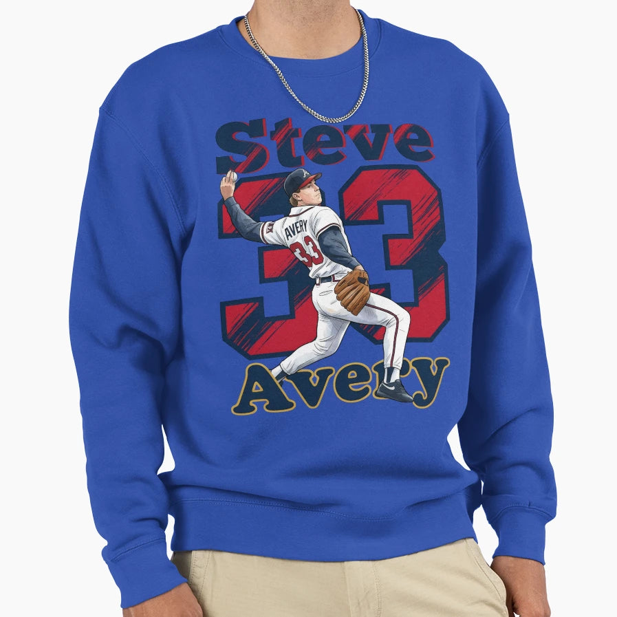 Steve Avery 33 Atlanta Baseball Sweatshirt - Graphic Print Unisex - T-Shirt, Sweatshirt, Hoodie