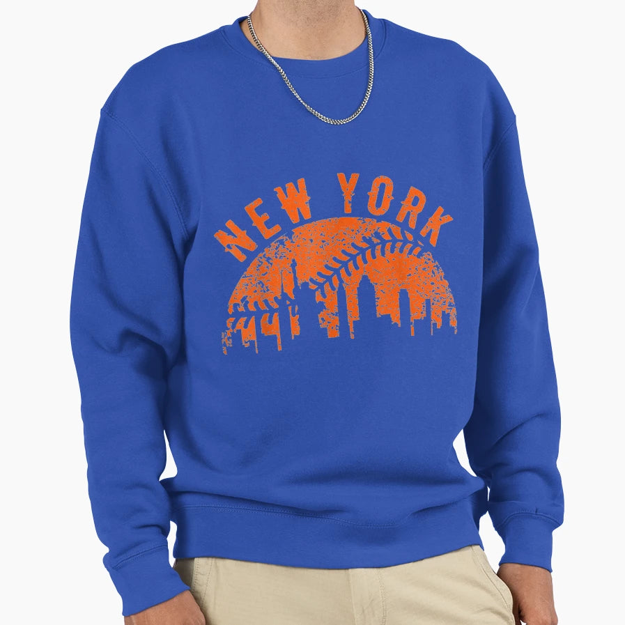 New York Ny Skyline City Baseball Sweatshirt - Trendy Graphic for Adults - T-Shirt, Sweatshirt, Hoodie