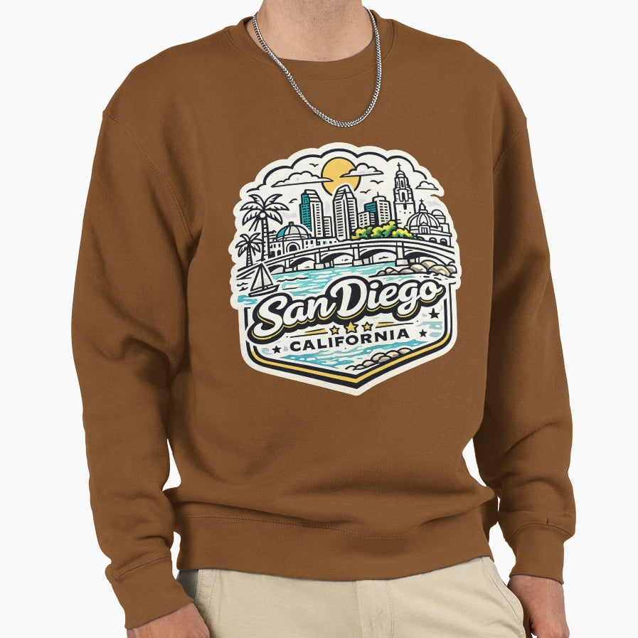 San Diego California Skyline Travel Sweatshirt - Trendy Graphic Men Women - T-Shirt, Sweatshirt, Hoodie