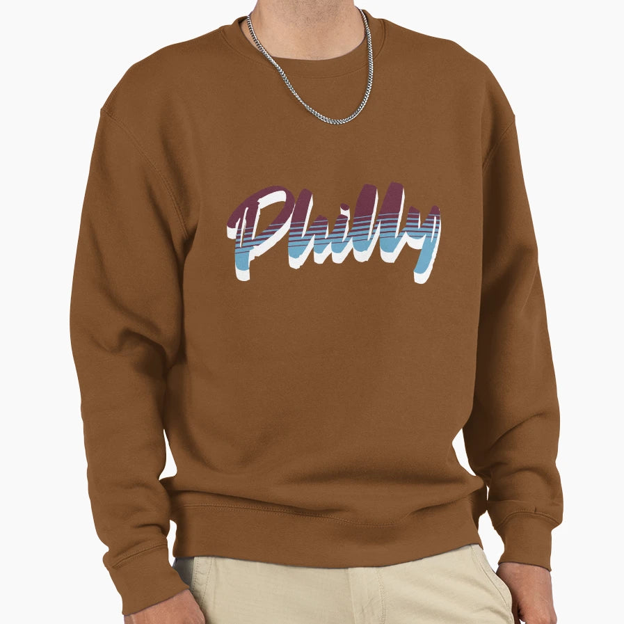 Script Philly Logo Philadelphia Sweatshirt - Minimalist Print for Adults - T-Shirt, Sweatshirt, Hoodie