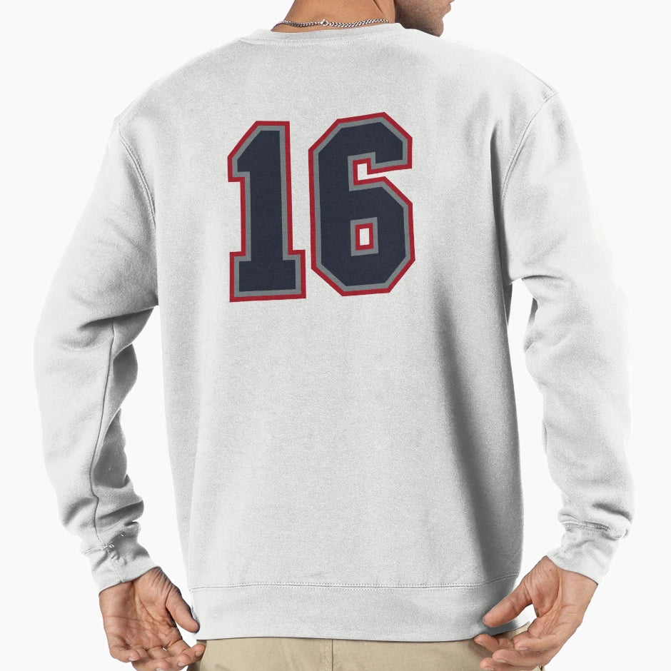 16 Navy Grey Red Sports Number Sixteen Sweatshirt - Trendy Graphic Unisex - T-Shirt, Sweatshirt, Hoodie