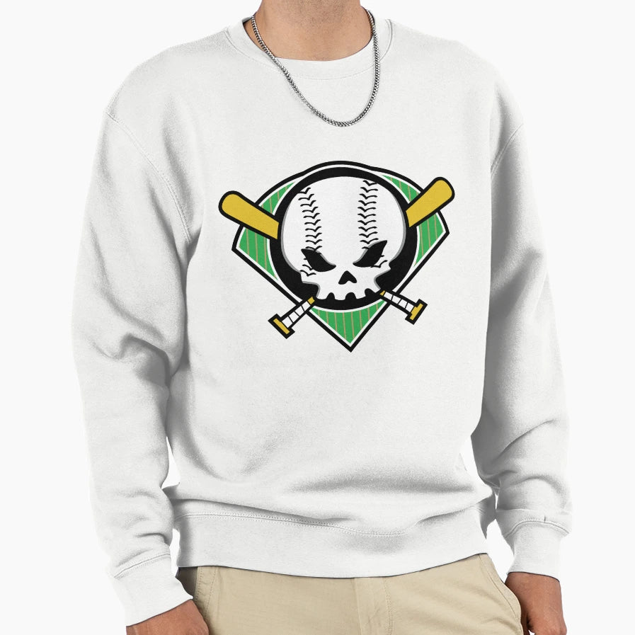 Skull Baseball Sweatshirt - Unique Graphic Men Women - T-Shirt, Sweatshirt, Hoodie